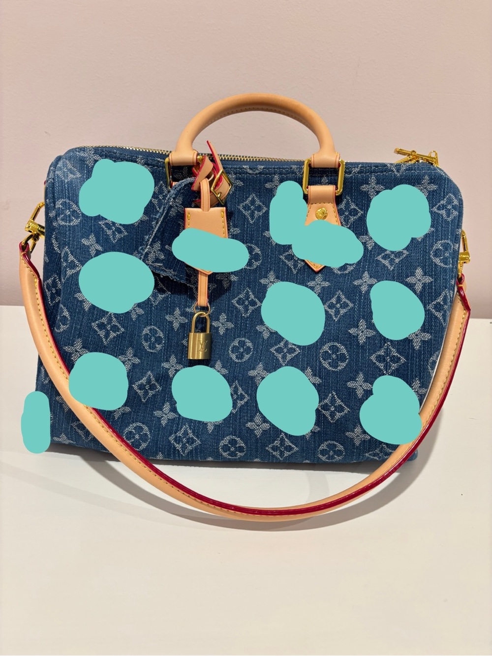 Denim Satchel Handbag in Blue